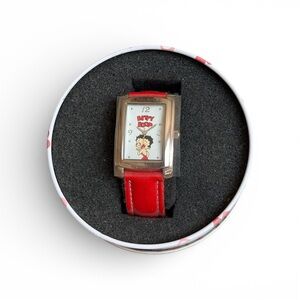 Vintage Betty Boop Red Leather Strap Watch